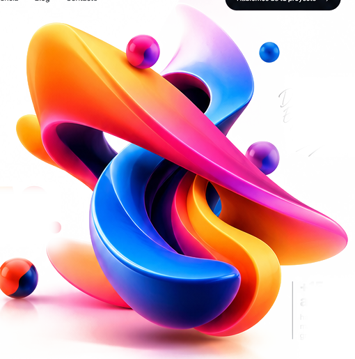 Composición abstracta tridimensional de colores vibrantes